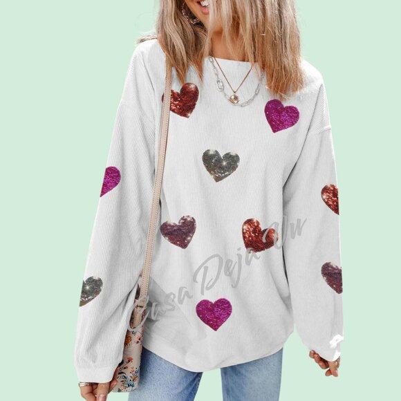 Uber Soft Comfy Baggy Slouchy Drop Shoulders White Pullover with a Little Bling - Picture 5 of 8